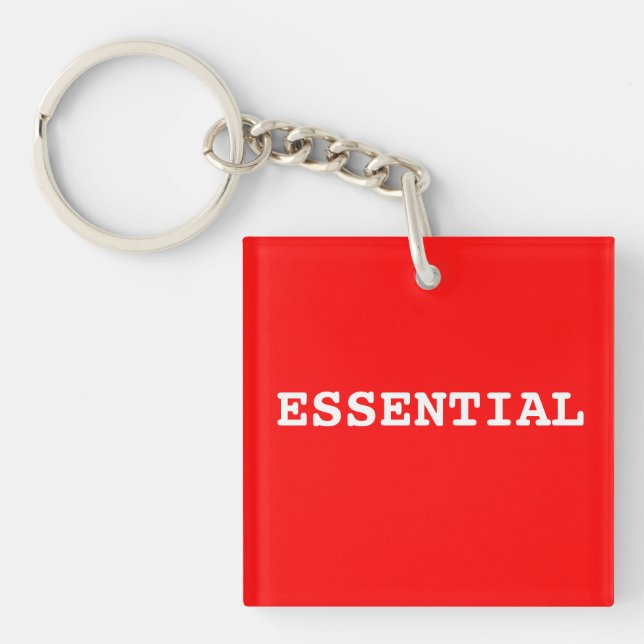 Red Keychain That Says Essential (Front)