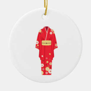 Red Kimono Ceramic Ornament