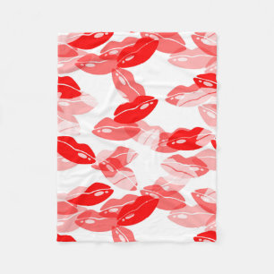 Red Kiss Love Lips Design Fleece Blanket