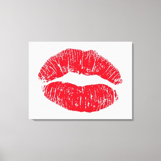 Red Kissing Lips Canvas Print (Front)