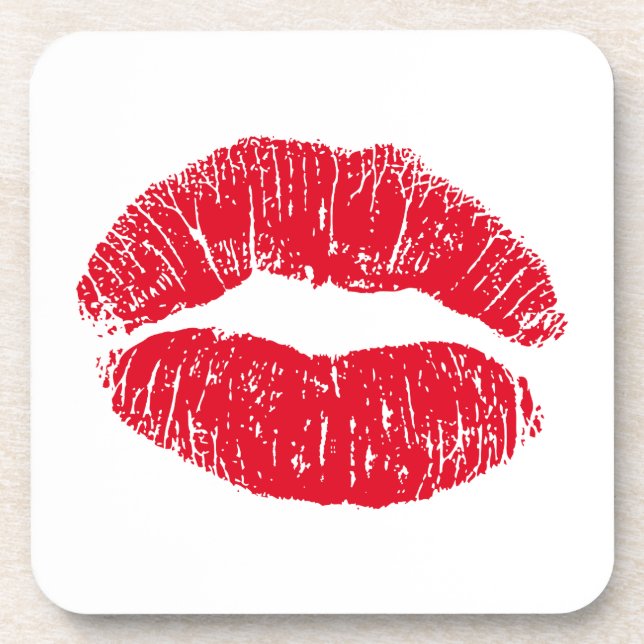 Red Kissing Lips Coaster (Front)