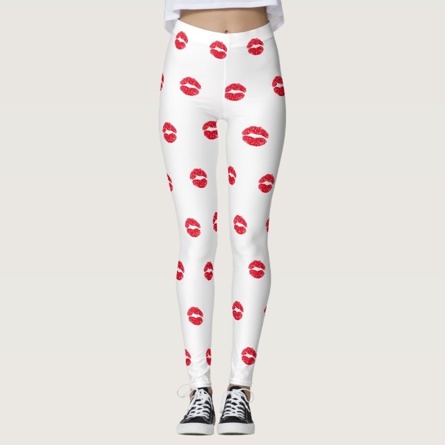 Red Kissing Lips Leggings (Front)