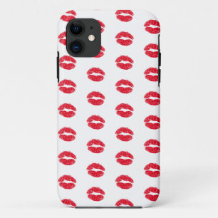 Red Kissing Lips Pattern iPhone 11 Case