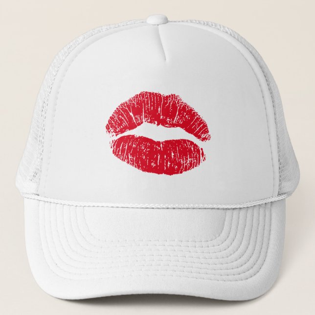 Red Kissing Lips Trucker Hat (Front)