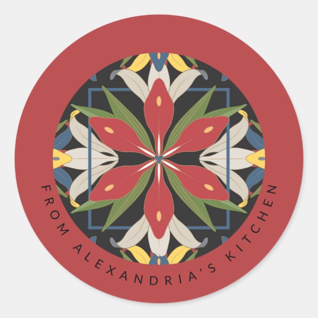 Red Kitchen Tile Design | From the Kitchen Of Classic Round Sticker (Front)