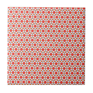 Red kitsch flower pattern tile