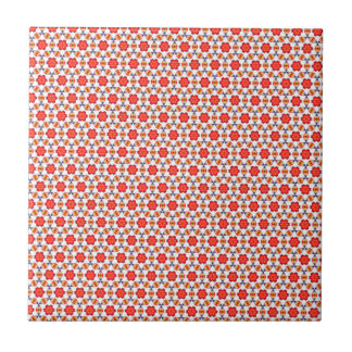 Red kitsch flower pattern tile