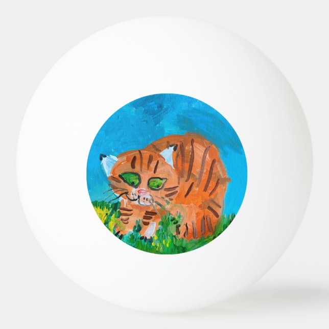 Red Kitten Ping Pong Ball (Back)