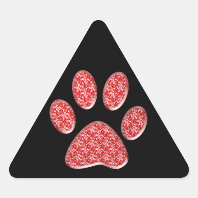 red kitty paw print triangle sticker (Front)