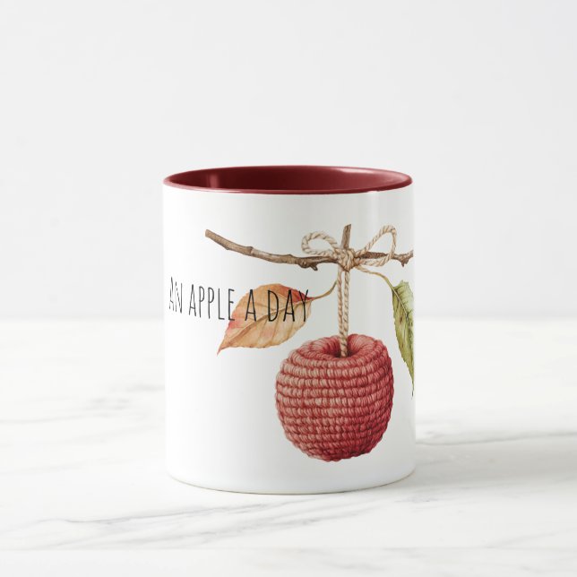 Red Knitted Apple A Day Mug (Center)