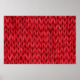 Red knitting wool texture background. poster