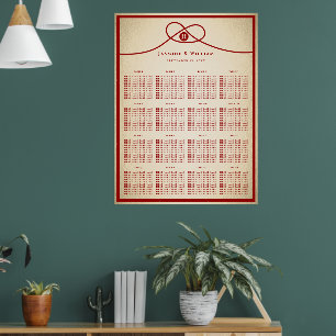 Red Knot Double Happiness 囍 Wedding Seating Chart