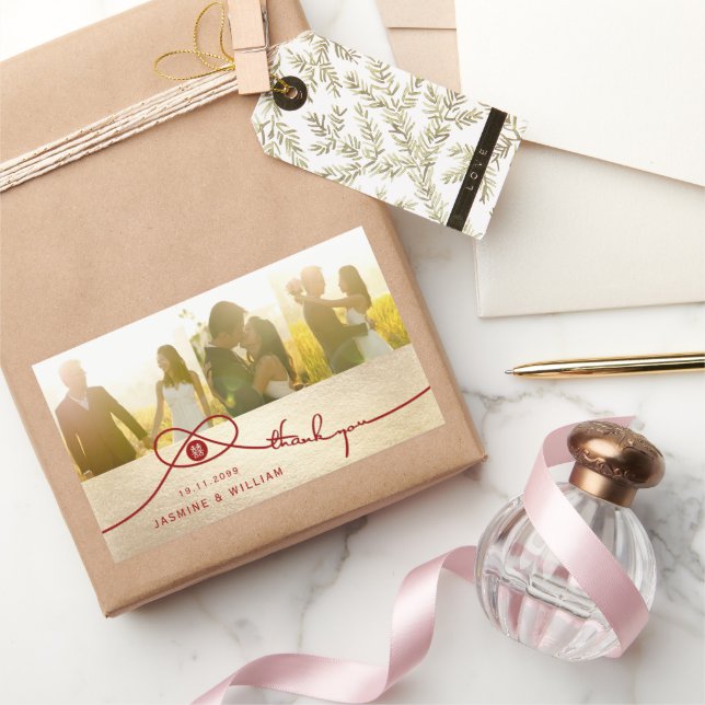 Red Knot Double Happiness Chinese Wedding Photo Sticker (Gifting)