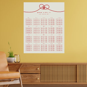 Red Knot Double Happiness Wedding Seating Chart