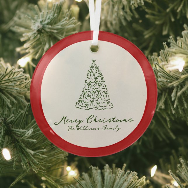 Red Knot Modern Christmas Glass Ornament (Insitu)