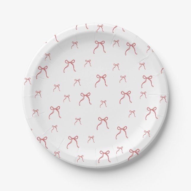 Red Knot Modern Christmas  Paper Plate (Front)