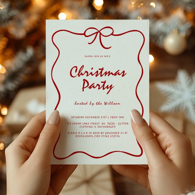 Red Knot Modern Christmas Party  Invitation (Creator Uploaded)