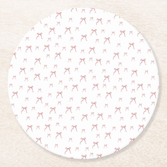 Red Knot Modern Christmas Round Paper Coaster (Front)