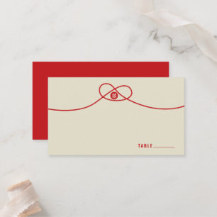 Red Knot Union Double Happiness 囍 Chinese Wedding Place Card