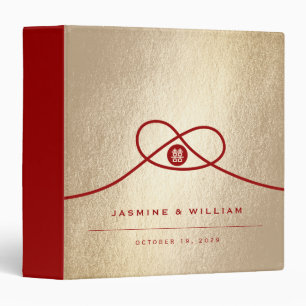 Red Knot Union Double Happiness Chinese Wedding Binder