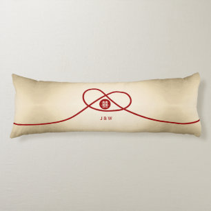Red Knot Union Double Happiness Chinese Wedding Body Pillow