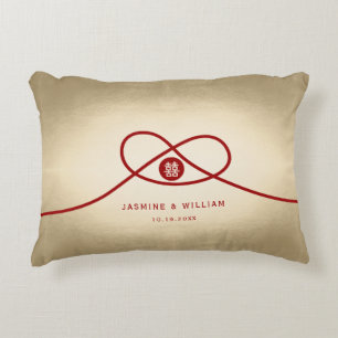 Red Knot Union Double Happiness Chinese Wedding Decorative Pillow