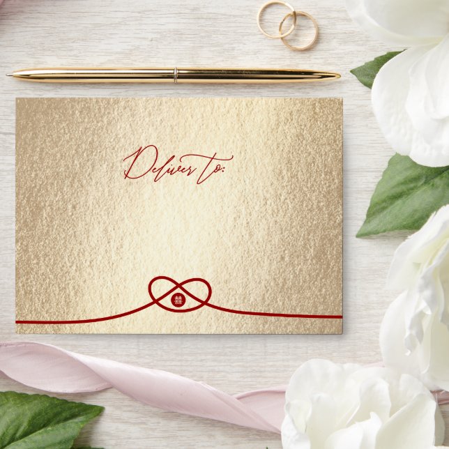 Red Knot Union Double Happiness Chinese Wedding Envelopes (Wedding)