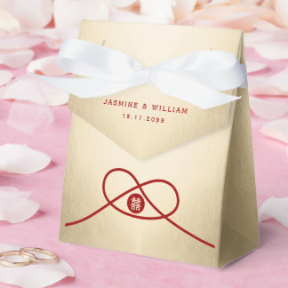 Red Knot Union Double Happiness Chinese Wedding Favor Box