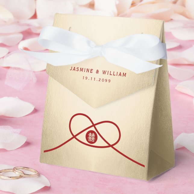 Red Knot Union Double Happiness Chinese Wedding Favor Box (Wedding)