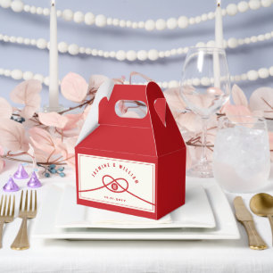 Red Knot Union Double Happiness Chinese Wedding Favor Box