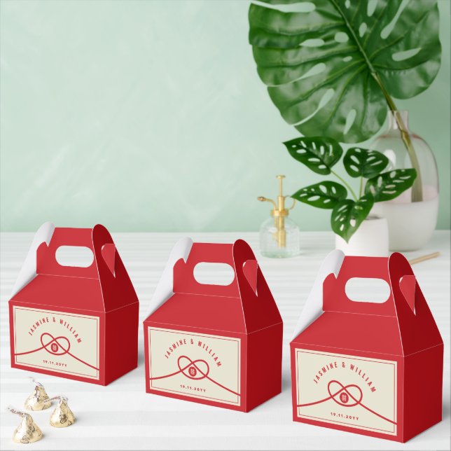 Red Knot Union Double Happiness Chinese Wedding Favor Box (Multiple)