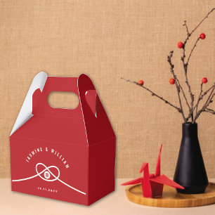 Red Knot Union Double Happiness Chinese Wedding Favor Box