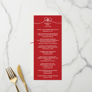 Red Knot Union Double Happiness Chinese Wedding Menu