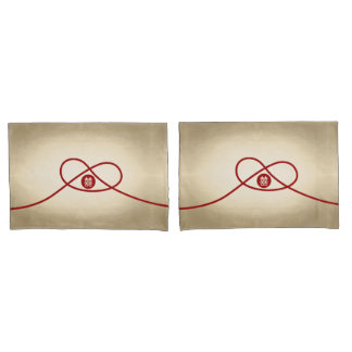 Red Knot Union Double Happiness Chinese Wedding Pillowcase