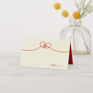Red Knot Union Double Happiness Chinese Wedding Place Card