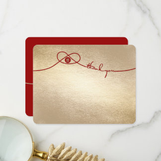 Red Knot Union Double Happiness Chinese Wedding Thank You Card