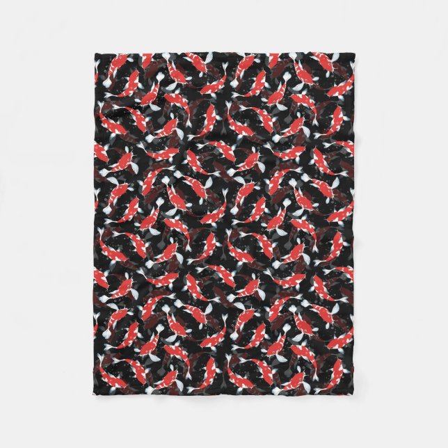 Red Koi Fish Pattern Fleece Blanket (Front)