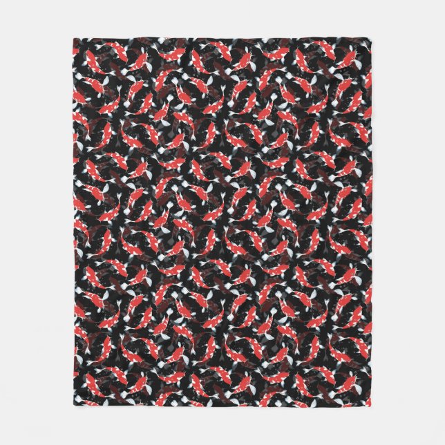 Red Koi Fish Pattern Fleece Blanket (Front)