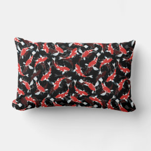 Red Koi Fish Pattern Lumbar Pillow