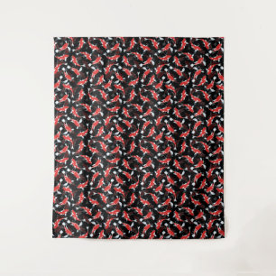 Red Koi Fish Pattern Tapestry