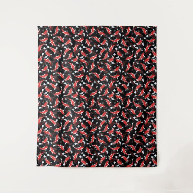 Red Koi Fish Pattern Tapestry (Front)