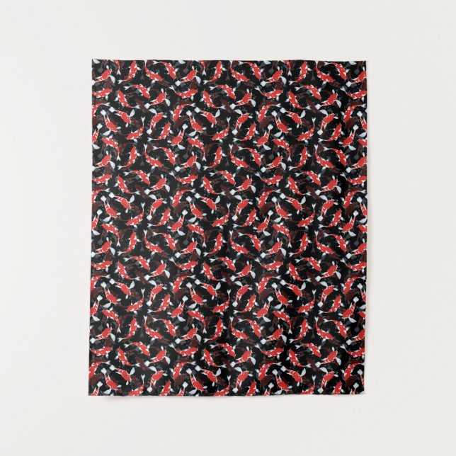 Red Koi Fish Pattern Tapestry (Front)