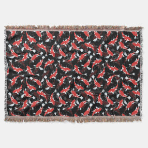 Red Koi Fish Pattern Throw Blanket