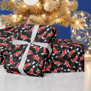 Red Koi Fish Pattern Wrapping Paper
