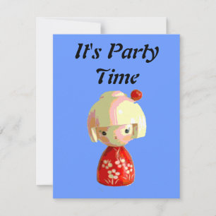 Red Kokeshi Invitation