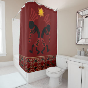 Red Kokopelli Shower Curtain
