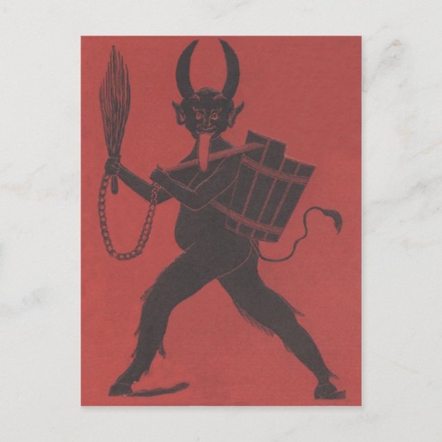 Red Krampus Basket Switch Chain Tongue Postcard (Front)