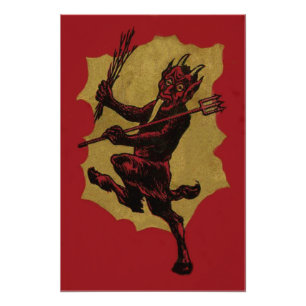 Red Krampus Pitchfork Switch Tongue Photo Print