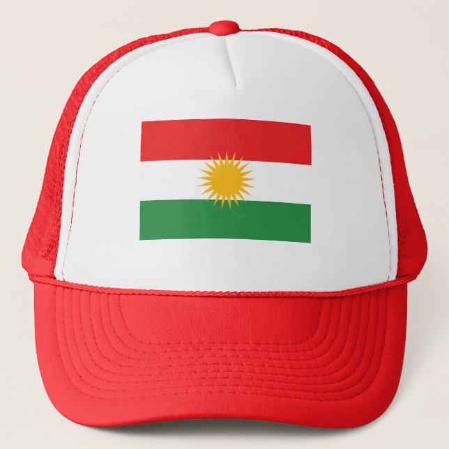RED Kurdistan Flag Trucker Hat (Front)