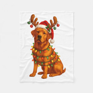 Red Lab Christmas Tree Light Pajama Labrador Dog L Fleece Blanket